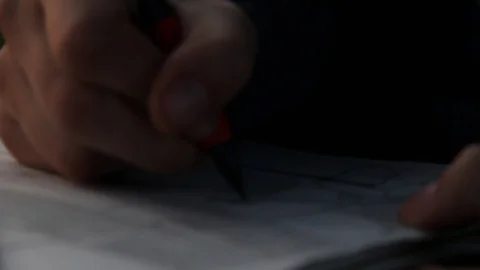 Close up hand drawing, pan to eyes Stock Footage 101878143
