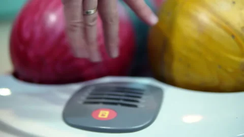 Close up of hand dries fingers before throwing bowling ball Stock Footage 147622260