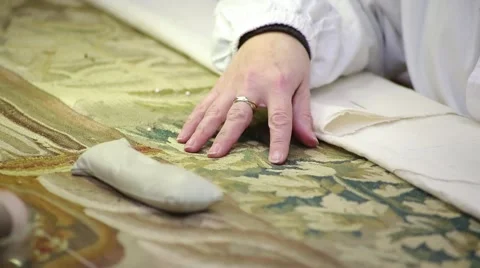 Close up of hand embroidery Stock Footage 42125530