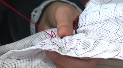 Close-up Of Hand Embroidery Pattern Stock Footage 38747990