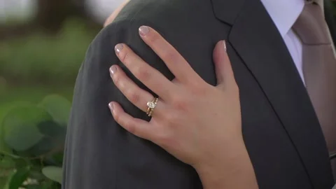 Close up of Hand with Engagement Ring Couple Stock Footage 148499687