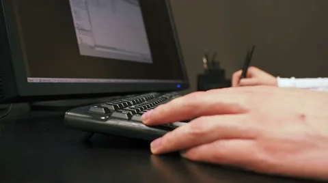 Close up of the hand of a engineer editing scheme in CAD system Vídeos de archivo 67220785