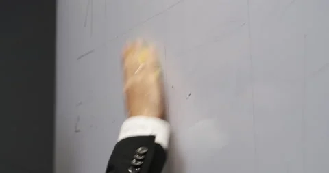 Close-up of hand erasing the marker board. Office equipment for presentations. Stock Footage 169324408