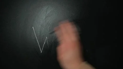 Close-up of a hand erasing the word WAR from a blackboard Stock-Footage 338186417