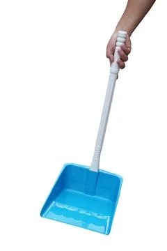 Close up hand hold s plastic dustpan Stock Photos