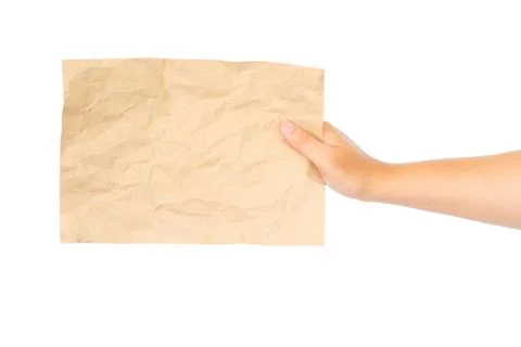 Close up of a hand holding blank note isolated on white background Stock Photos