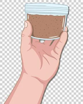 Close up of hand holding a plastic container Stock-Illustration