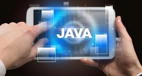 Close-up of a hand holding tablet Foto stock