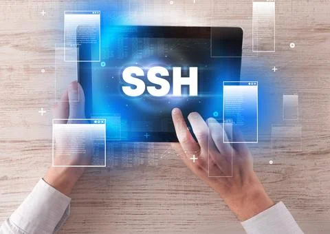 Close-up of a hand holding tablet Foto stock