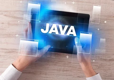Close-up of a hand holding tablet Foto stock