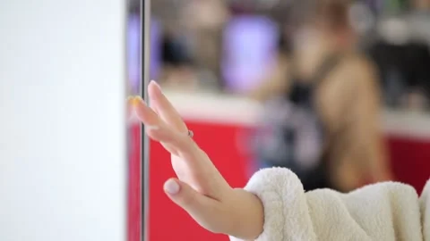 Close-up of hand interacting with transparent door Stock Footage 346157296