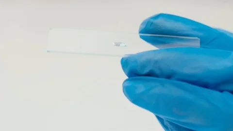 Close-up hand of a laboratory worker holding a glass Stock Footage 128233481