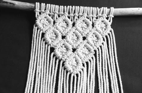 Close-up of hand made macrame texture pattern. Stock Photos