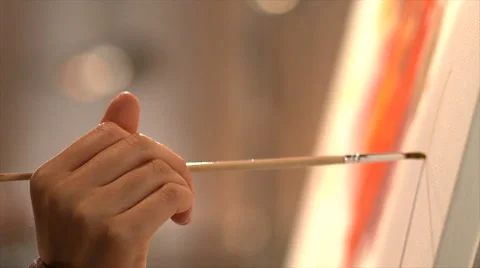 Close up of hand making brush strokes Stock Footage 56238040