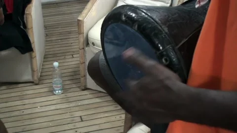 Close-up hand of man beat rhythm on drum. Stock Footage 263836730