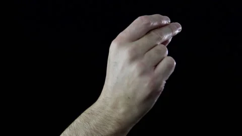 Close up, hand of man on black background while snapping his fingers Stock Footage 144208372