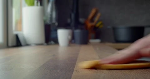 Close up hand of man cleaning table Stock Footage 264584690
