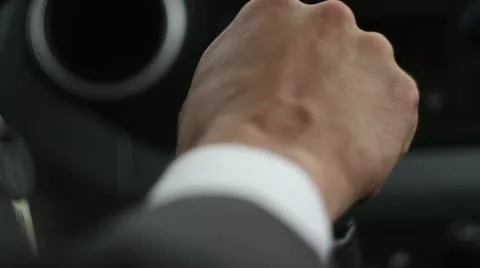 Close up of hand on manual gear shift knob HD Stock Footage