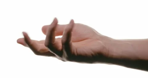 Close-up of hand in motion on white background with contrast lighting Stock Footage 293675263