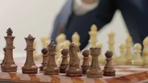 Close Up of a Hand Moving a Chess Piece, Strategic Gameplay 스톡 동영상 317061144