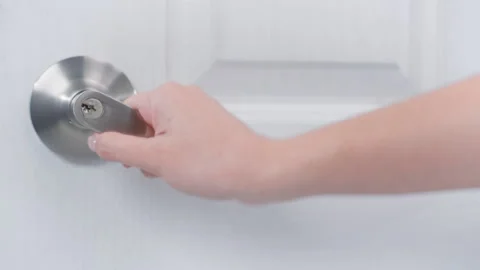 Close up hand open door Video stock 242829871