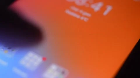 Close-up hand open facebook social network app on the phone. Video stock 229114958