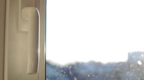 Close up of hand Opening window Stock Footage 58254983