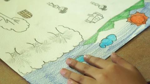 Close up hand paint  on  book Stock Footage 106577105