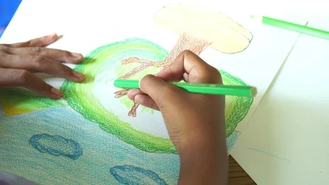 Close up hand paint  on  book Stock Footage 106577755