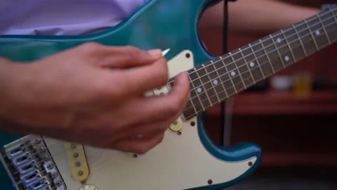Close up hand playing guitar. Stock Footage 141005416