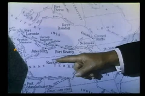 Close-up of hand pointing to 1854 map 스톡 동영상 11350852