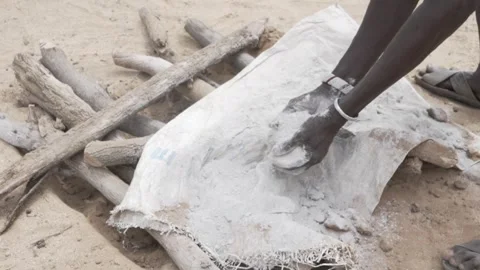 Close up hand pouring sand on the ground. Stock Footage 319290761