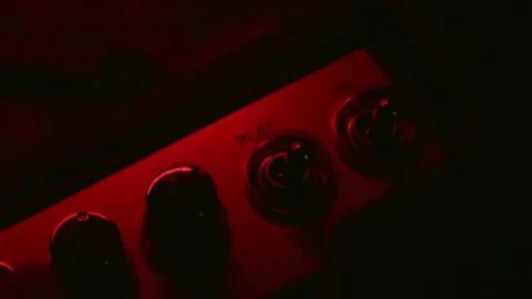 Close up of Hand Power on the Amplifier Stock Footage 124087220