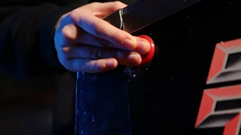 Close up on hand pressing Pinball machine buttons. Stock Footage 147376376