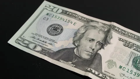 Close-Up Of The Hand Puting 20 Dollars Stock Footage 171805833