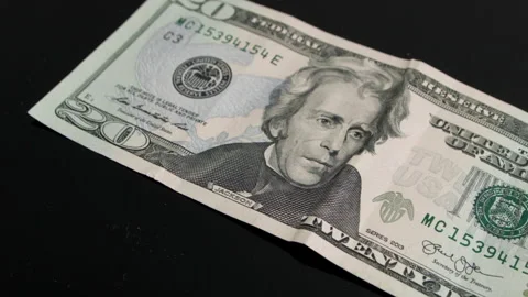 Close-Up Of The Hand Puting 20 Dollars Video stock 171805920