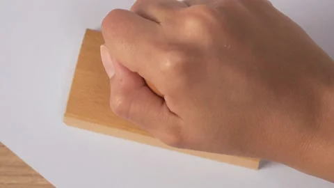 Close up hand putting stamp final notice on paper concept debt Stock Footage 152449856