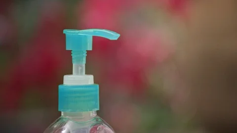Close-up of hand sanitizer Stock Footage 127042857