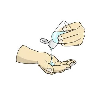 Close-up hand with sanitizing hand gel to prevent Covid-19 virus vector Stock Illustration