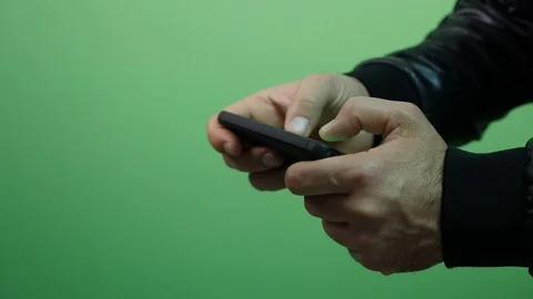 Close up of hand on the screen - green screen Stock Footage 97291898