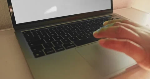 Close-up of hand scrolling on laptop for browsing . Stock Footage 319067722