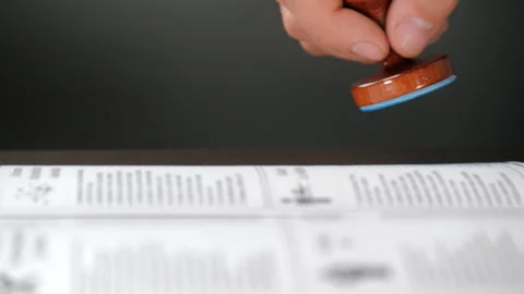 Close-up with a hand with stamp, Voting Election. Stock Footage 134038786