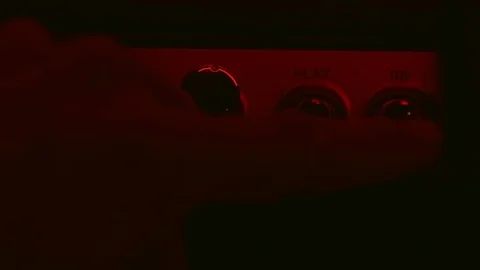 Close up of Hand Switch On and Off the Amplifier Power Stock Footage 124087050
