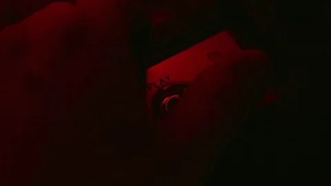 Close up of Hand Switch on and Off the Power of Amplifier Stock Footage 123858957