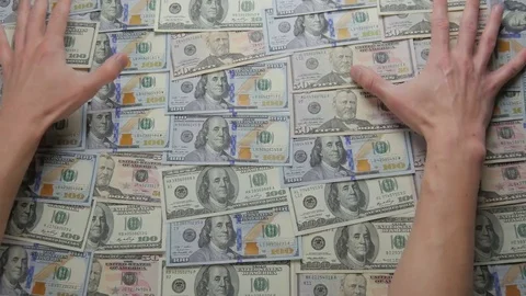 Close-up of a hand take out dollar bills. The concept of winning money Stock Footage