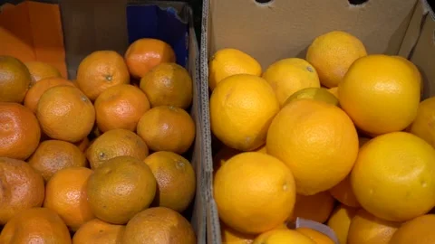 Close-up hand takes an orange Stock Footage 139677477