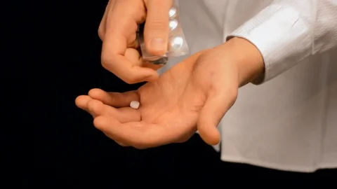Close Up Of Hand Taking Out Pills From Blister Pack Black Background Stock-Footage 93177102