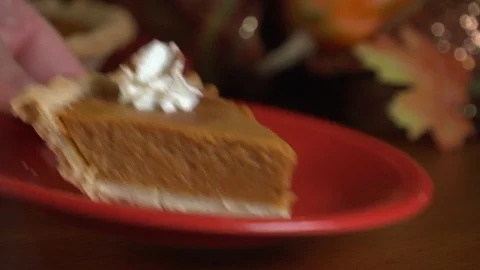 Close up hand taking pie and serving pie Stock Footage 96553290