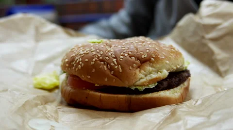 Close up hand taking Whopper sandwich inside Burger king restaurant Stock Footage 58742459