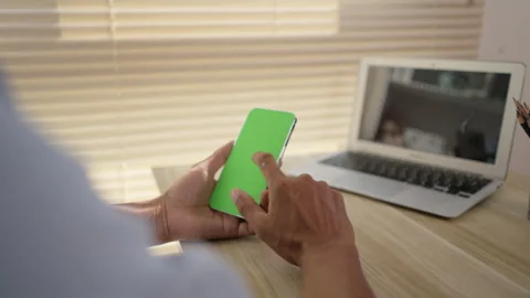 Close-Up of Hand Touching Smartphone Screen, Modern Communication Technology, Stock Footage 263476845